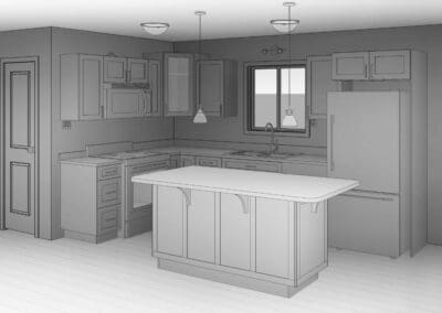 Interior render of kitchen